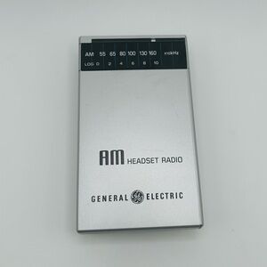 General Electric 1110A AM Headset Radio Silver Wired Headphone Jack UNTESTED